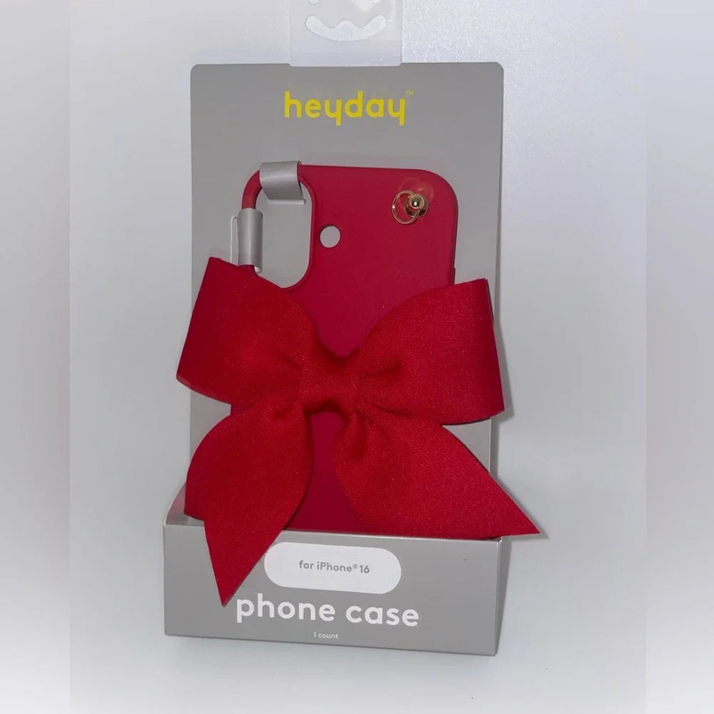 Heyday Red Phone Case for iPhone 16 New In Package Cute Bow Tech Accessories